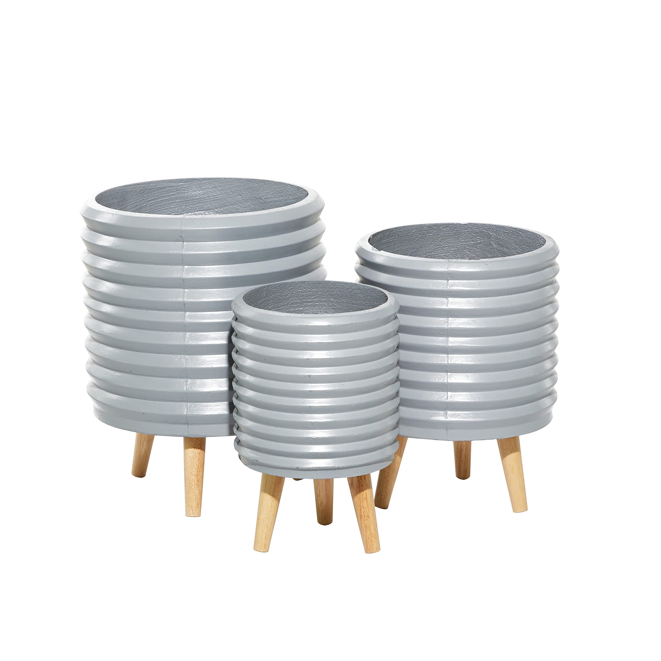 アルミニウム プランター5.5インチ グレー　同 Amazon.com : Deco 79 Magnesium Oxide Round Planter, Set of 3 18